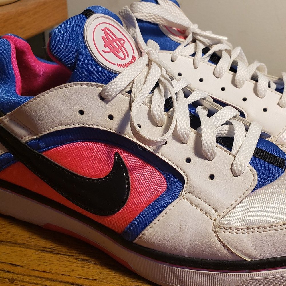 2009 Nike Huarache Pink Blue Running Sneakers (385433-102) Women's Size 8.5